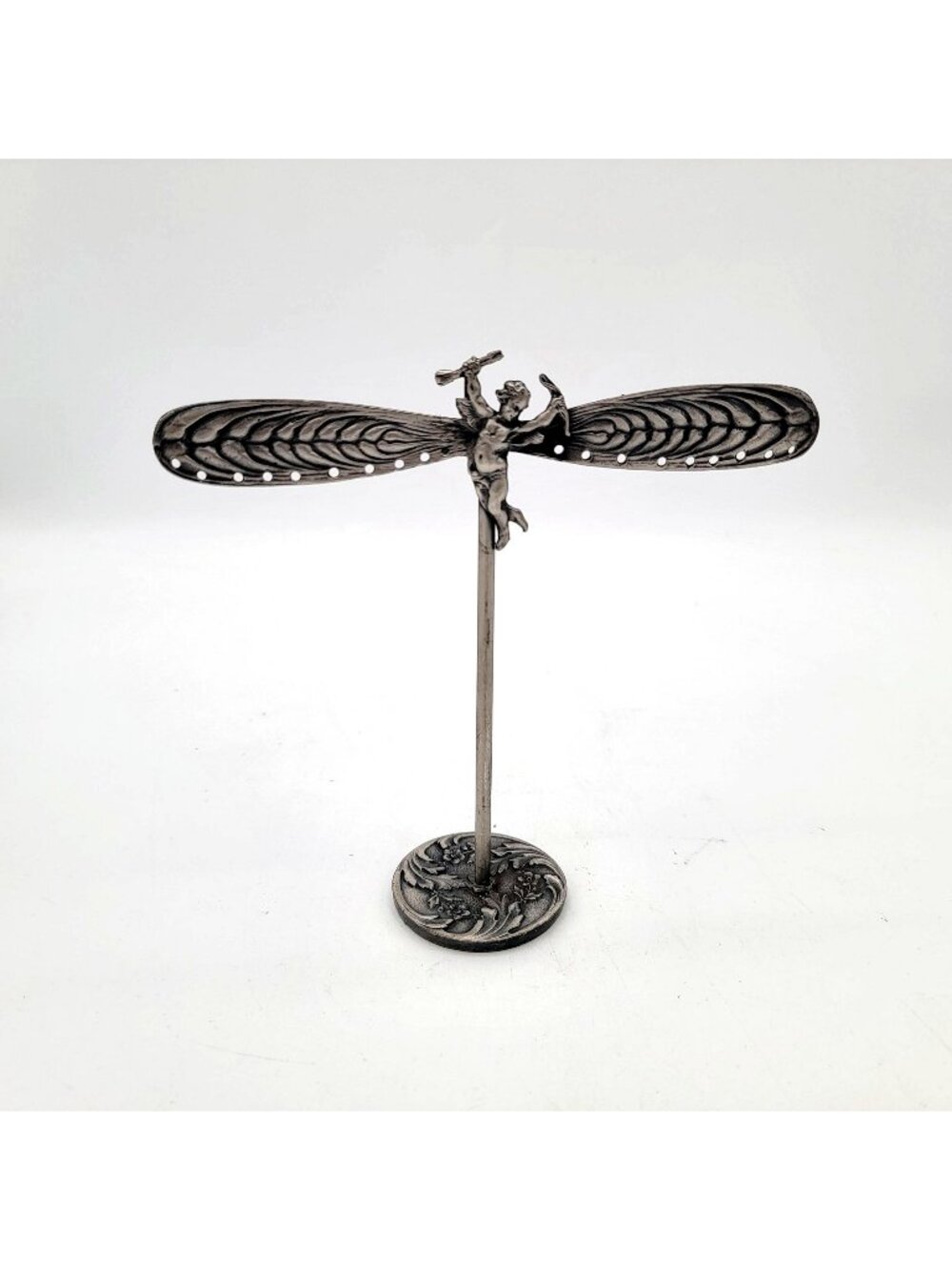 Pewter Fairy Cherub Earring Holder With Cherub Vintage